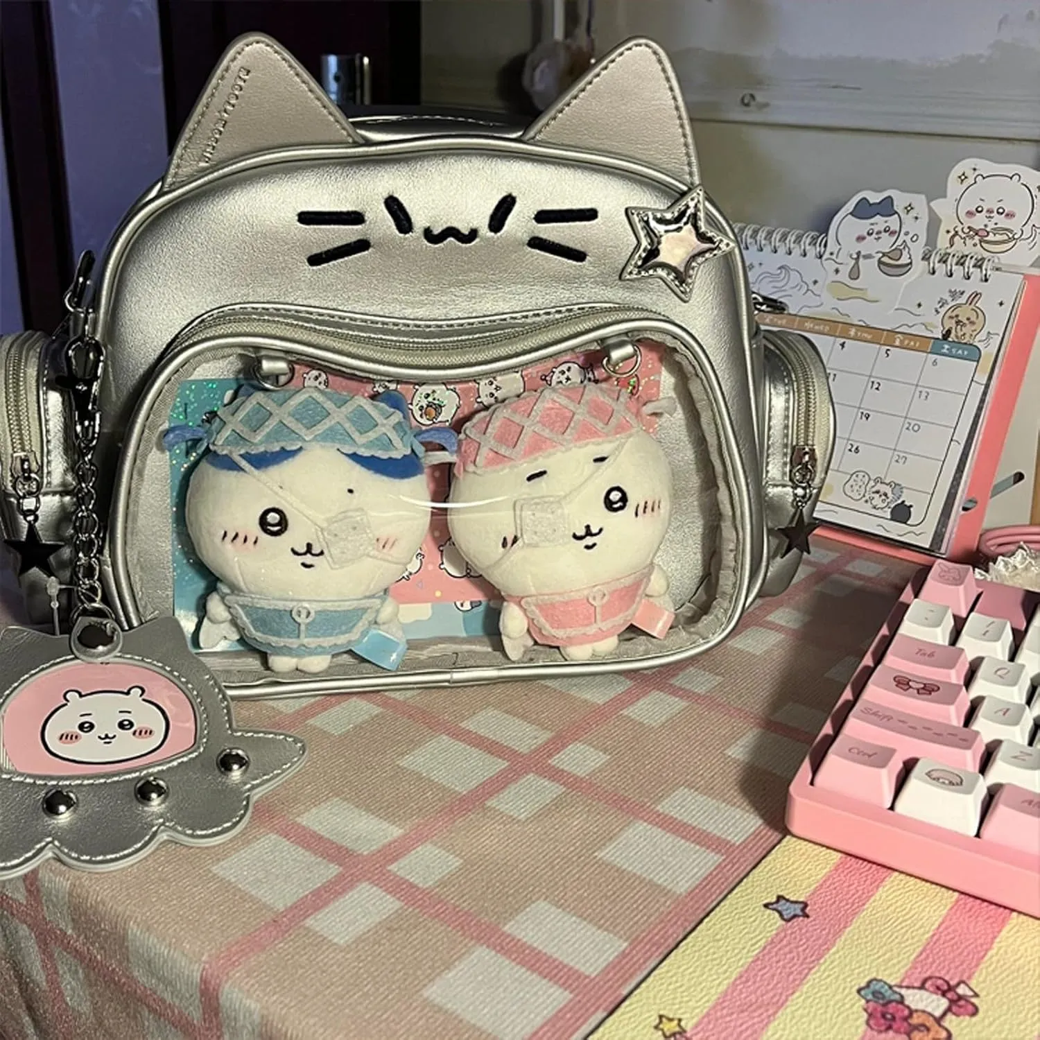 Cute Cat Ita Bag PU Leather Backpack Big Capacity Backpack Pins Purse 5 Styles Crossbody Underarm Handbag