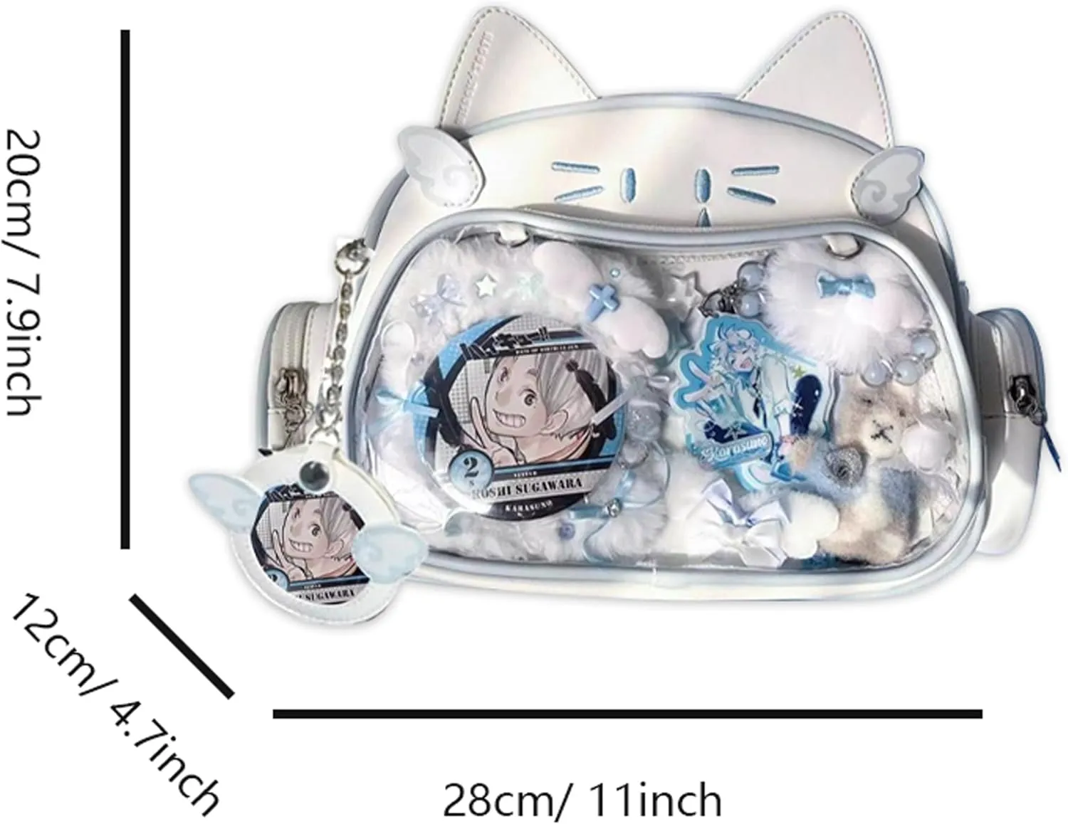 Cute Cat Ita Bag PU Leather Backpack Big Capacity Backpack Pins Purse 5 Styles Crossbody Underarm Handbag