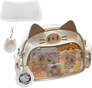 Cute Cat Ita Bag PU Leather Backpack Big Capacity Backpack Pins Purse 5 Styles Crossbody Underarm Handbag