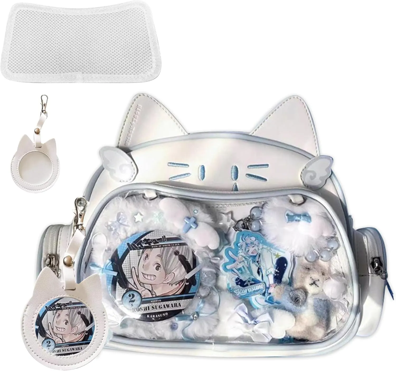 Cute Cat Ita Bag PU Leather Backpack Big Capacity Backpack Pins Purse 5 Styles Crossbody Underarm Handbag