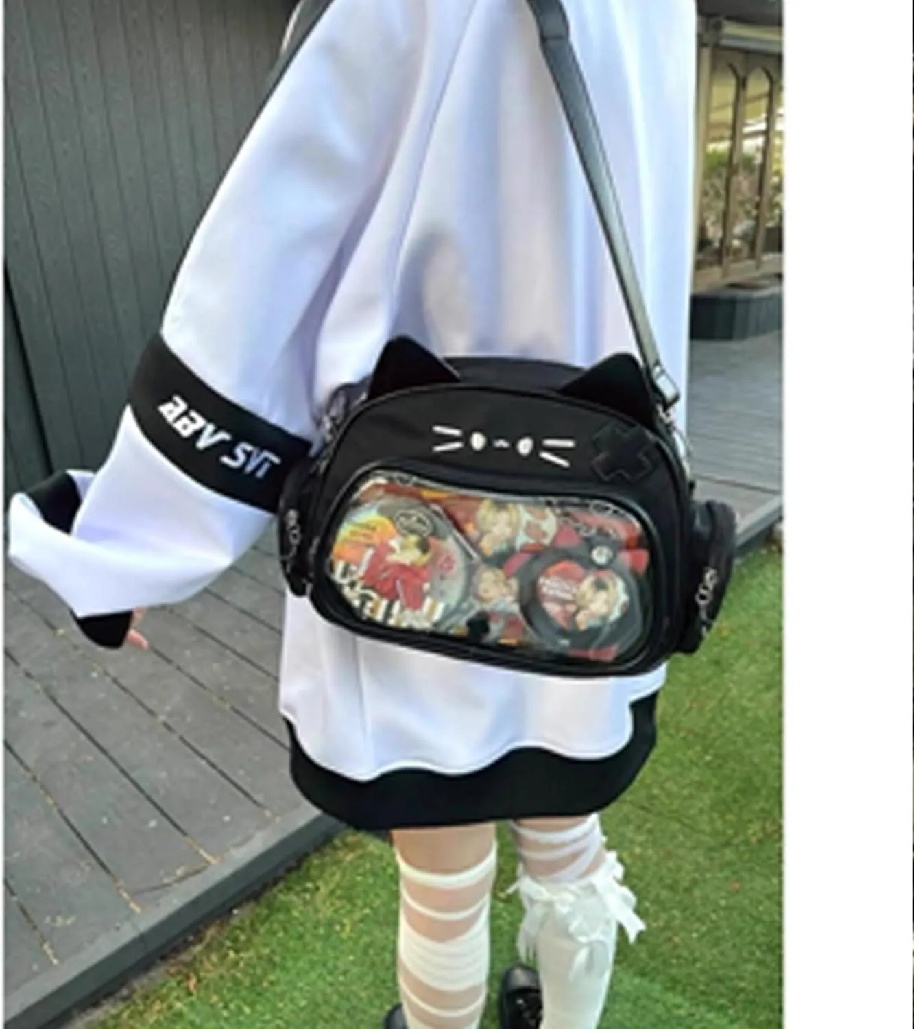 Cute Cat Ita Bag PU Leather Backpack Big Capacity Backpack Pins Purse 5 Styles Crossbody Underarm Handbag
