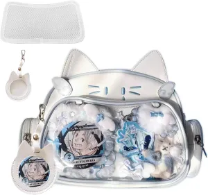 Cute Cat Ita Bag PU Leather Backpack Big Capacity Backpack Pins Purse 5 Styles Crossbody Underarm Handbag