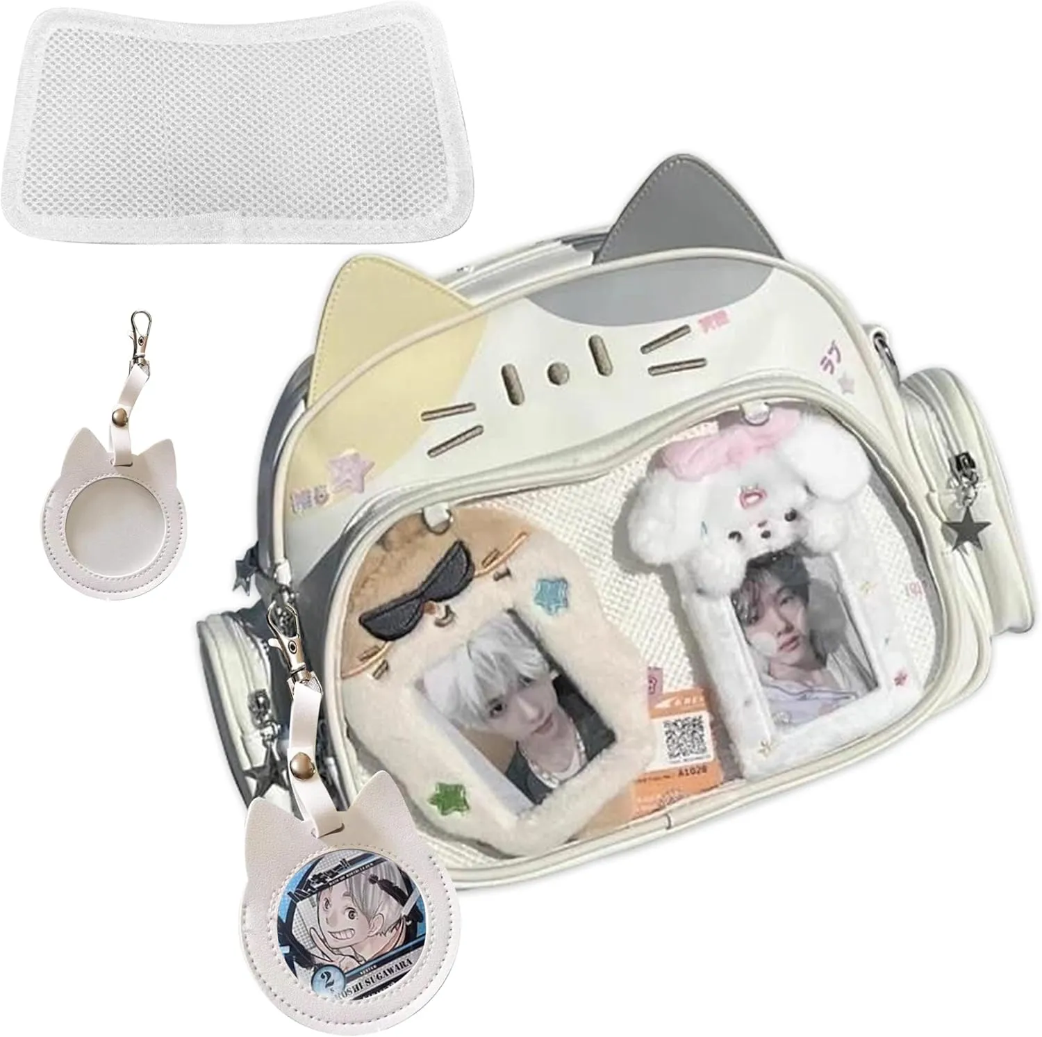 Cute Cat Ita Bag PU Leather Backpack Big Capacity Backpack Pins Purse 5 Styles Crossbody Underarm Handbag