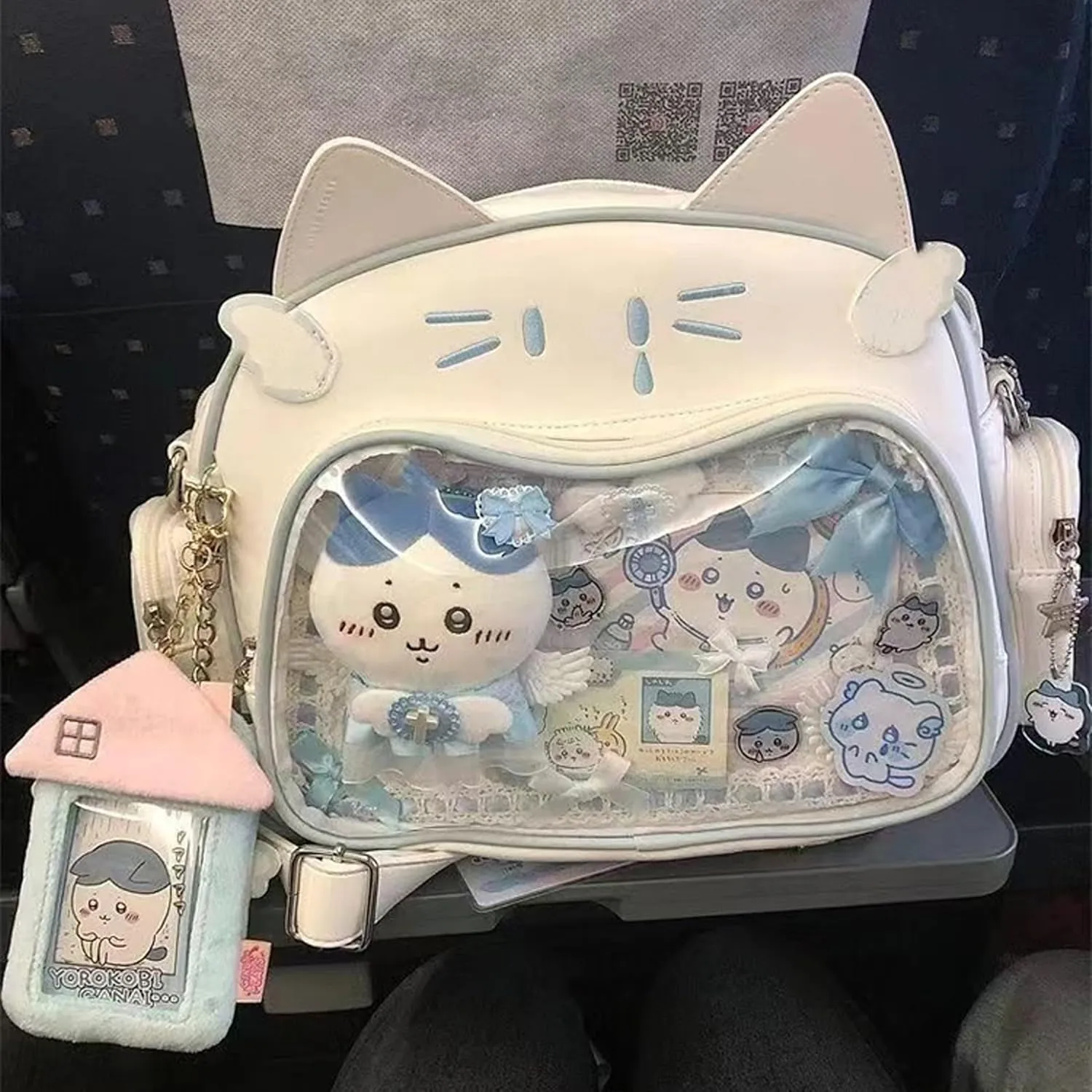 Cute Cat Ita Bag PU Leather Backpack Big Capacity Backpack Pins Purse 5 Styles Crossbody Underarm Handbag