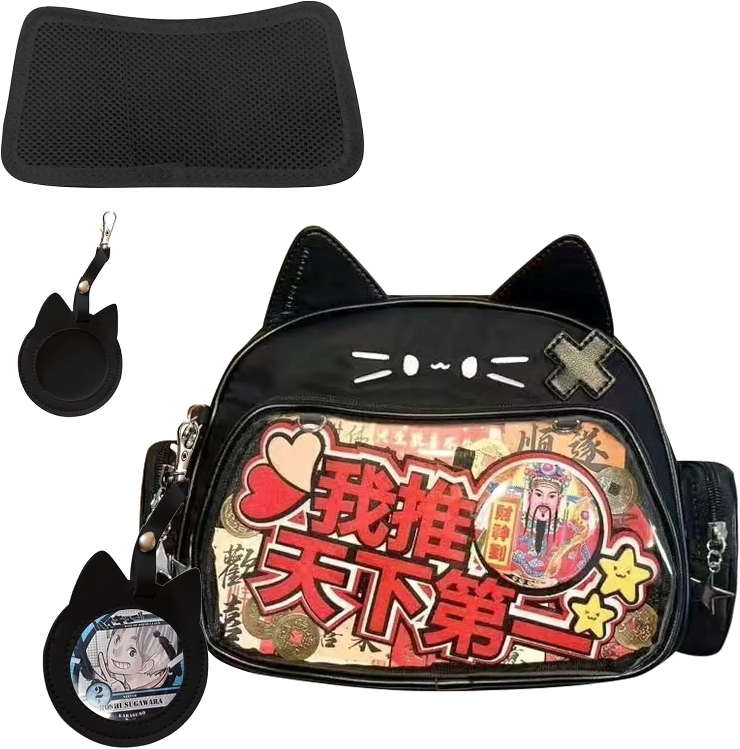 Cute Cat Ita Bag PU Leather Backpack Big Capacity Backpack Pins Purse 5 Styles Crossbody Underarm Handbag