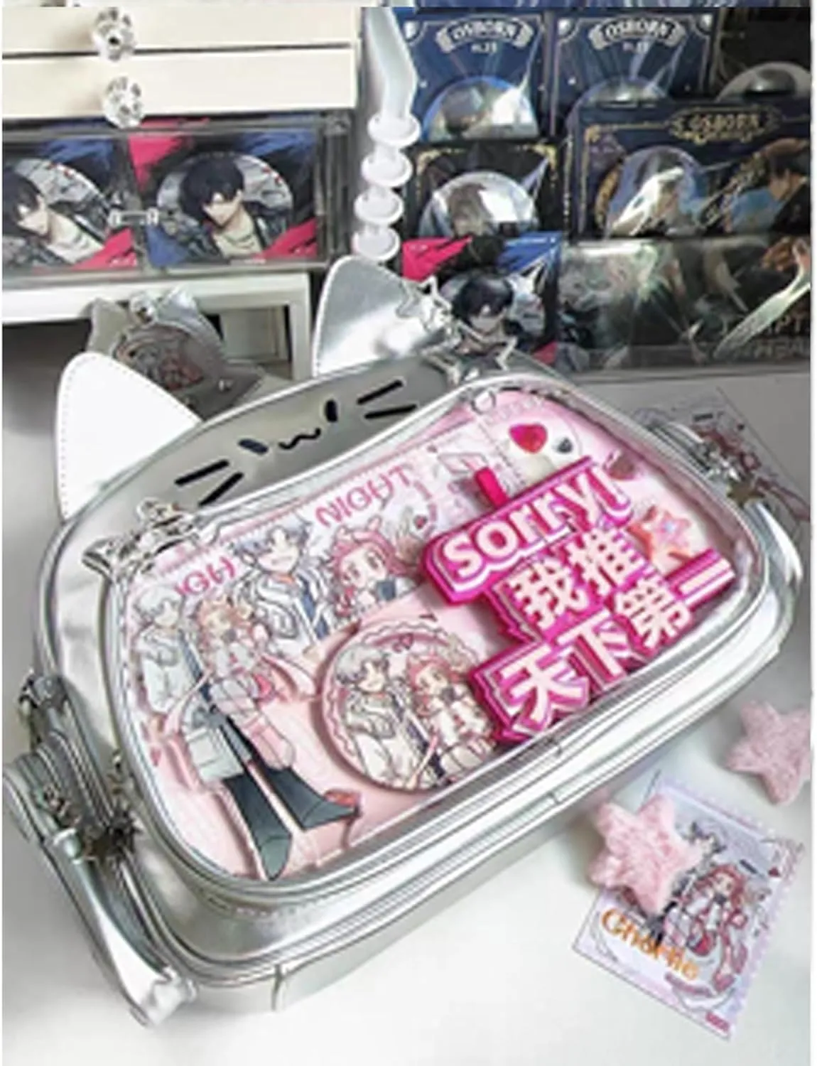 Cute Cat Ita Bag PU Leather Backpack Big Capacity Backpack Pins Purse 5 Styles Crossbody Underarm Handbag