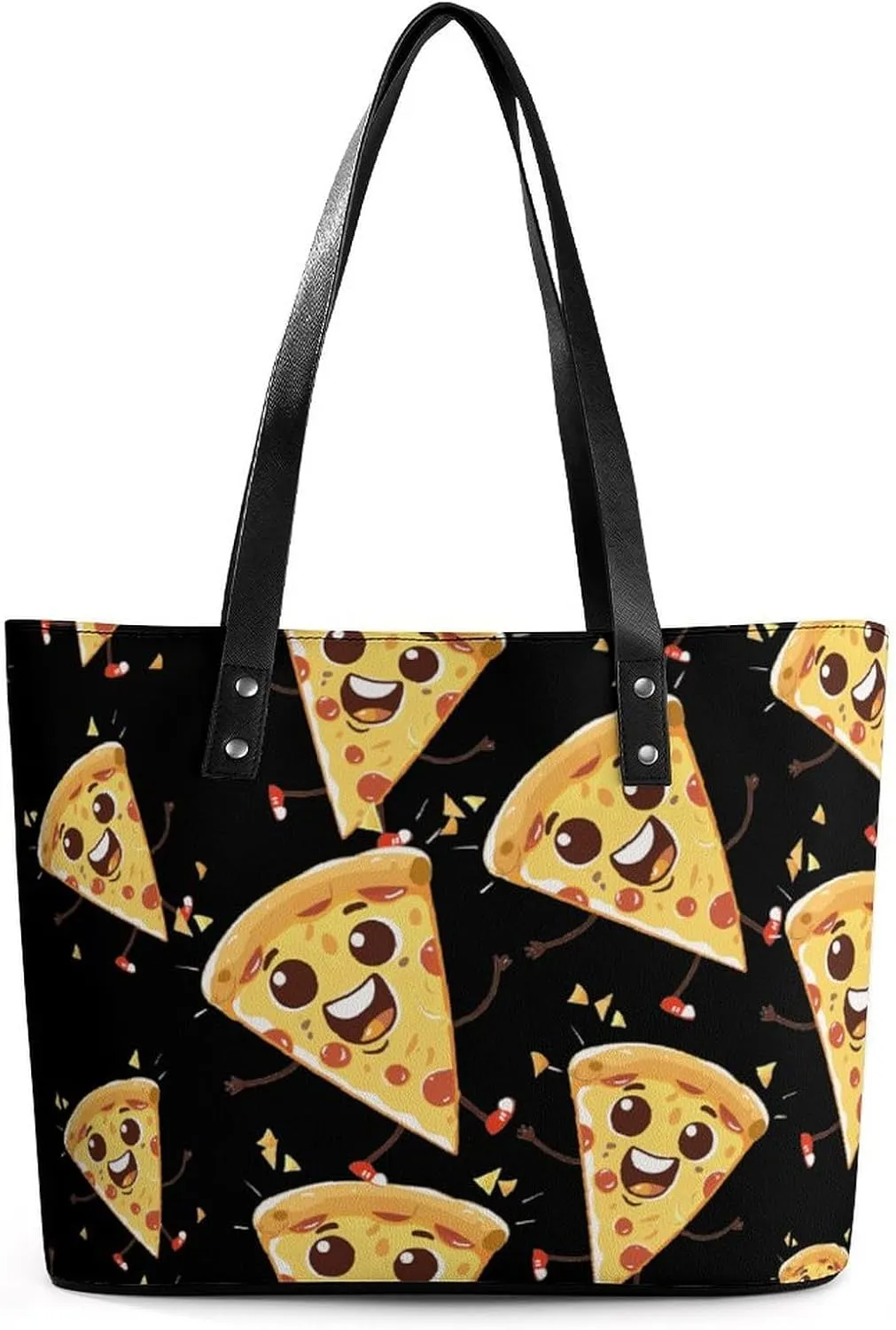 Cute Italia Pizza Women's Tote Shoulder Bag Handbag Top Handle Leather 29 * 34 * 14cm