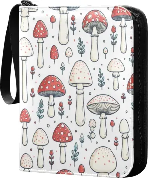 Cute Mushrooms Card Binder 4 Pockets, 400 Pockets Trading Card Binder Removable Card Albums Card Holder for Games, Sports, Football, Baseball Cards