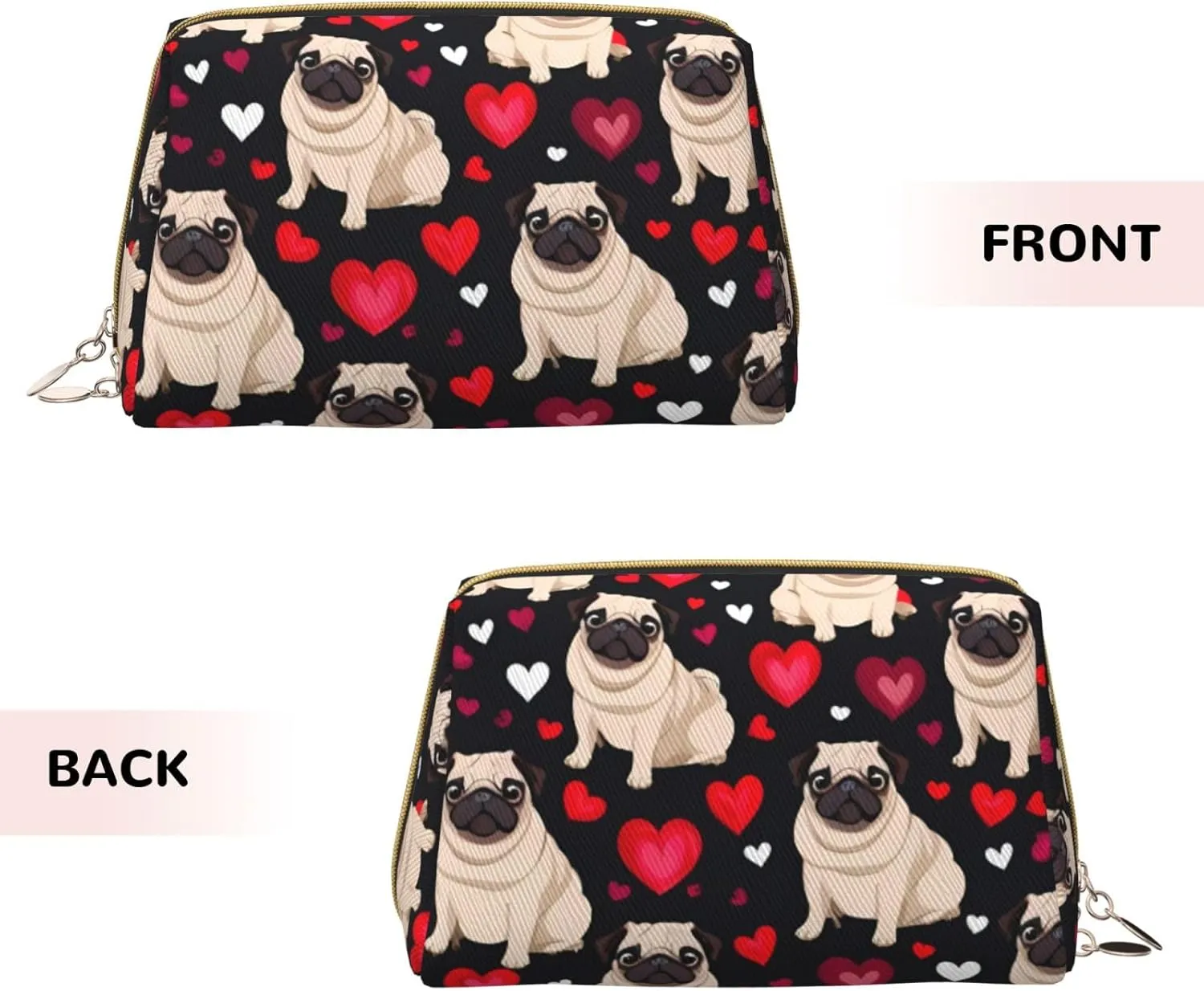 Cute Pug Toiletry Pouch, Travel-Friendly Makeup Organizer For Makeup Brushes, Lipsticks