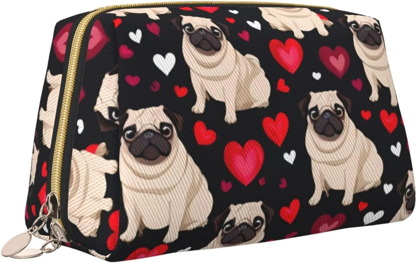 Cute Pug Toiletry Pouch, Travel-Friendly Makeup Organizer For Makeup Brushes, Lipsticks