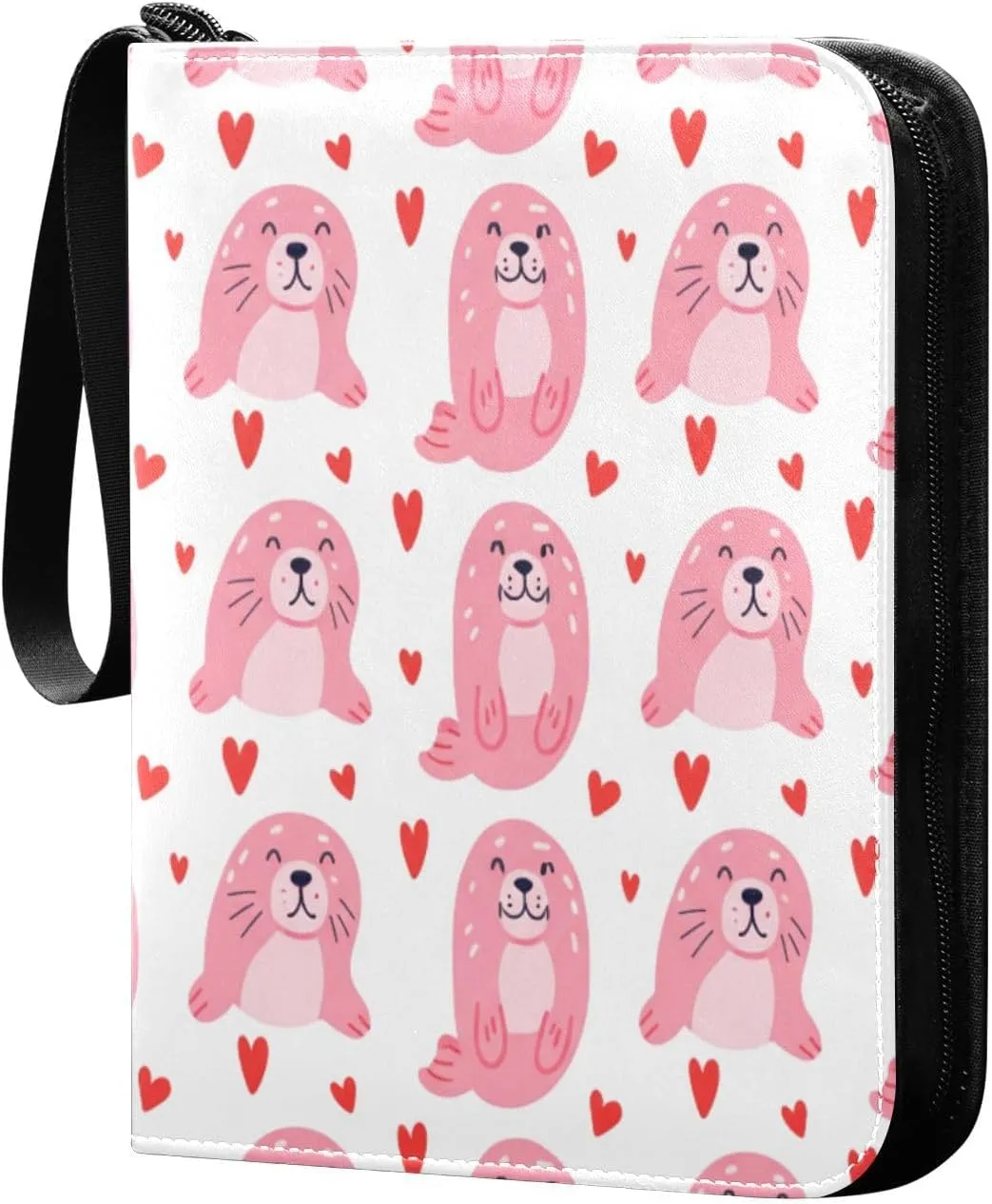 Cute Seals Card Binder 4 Pockets, 400 Pockets Trading Card Binder Removable Card Albums Card Holder for Games, Sports, Football, Baseball Cards