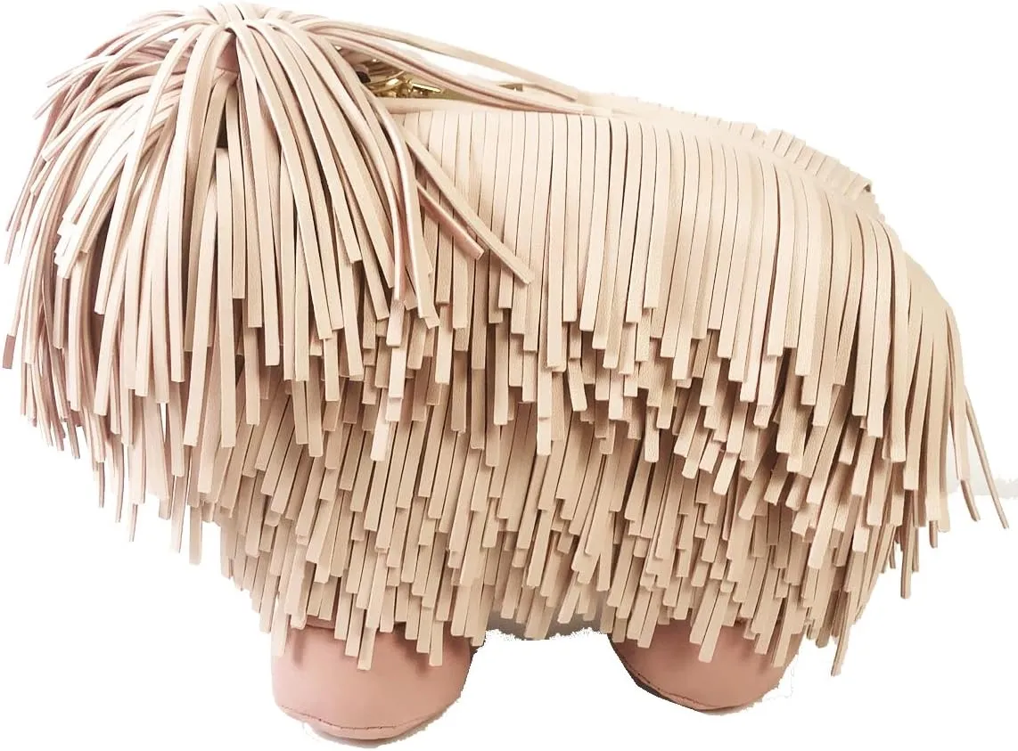 Cute shoulder bag, creative funny Chow Chow dog shoulder bag, sheepdog tassel personality puppy shape crossbody bag