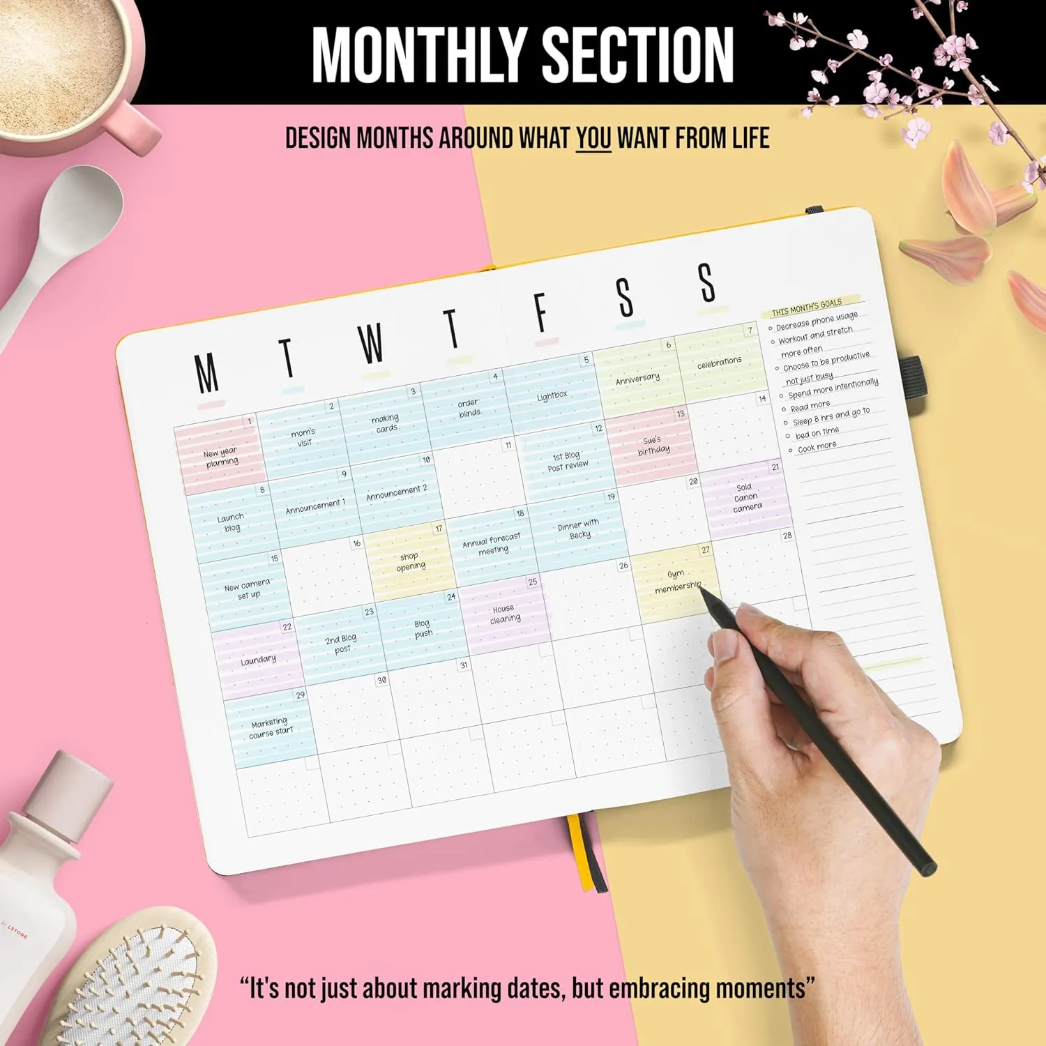 Daily Planner 2025 (Undated) | A5 Dotcross | Your All in One Day Organizer, At A Glance Weekly Agenda, Yearly Calendar Book | Planners for Personal, Professional, Academic & Work Goals and Schedule
