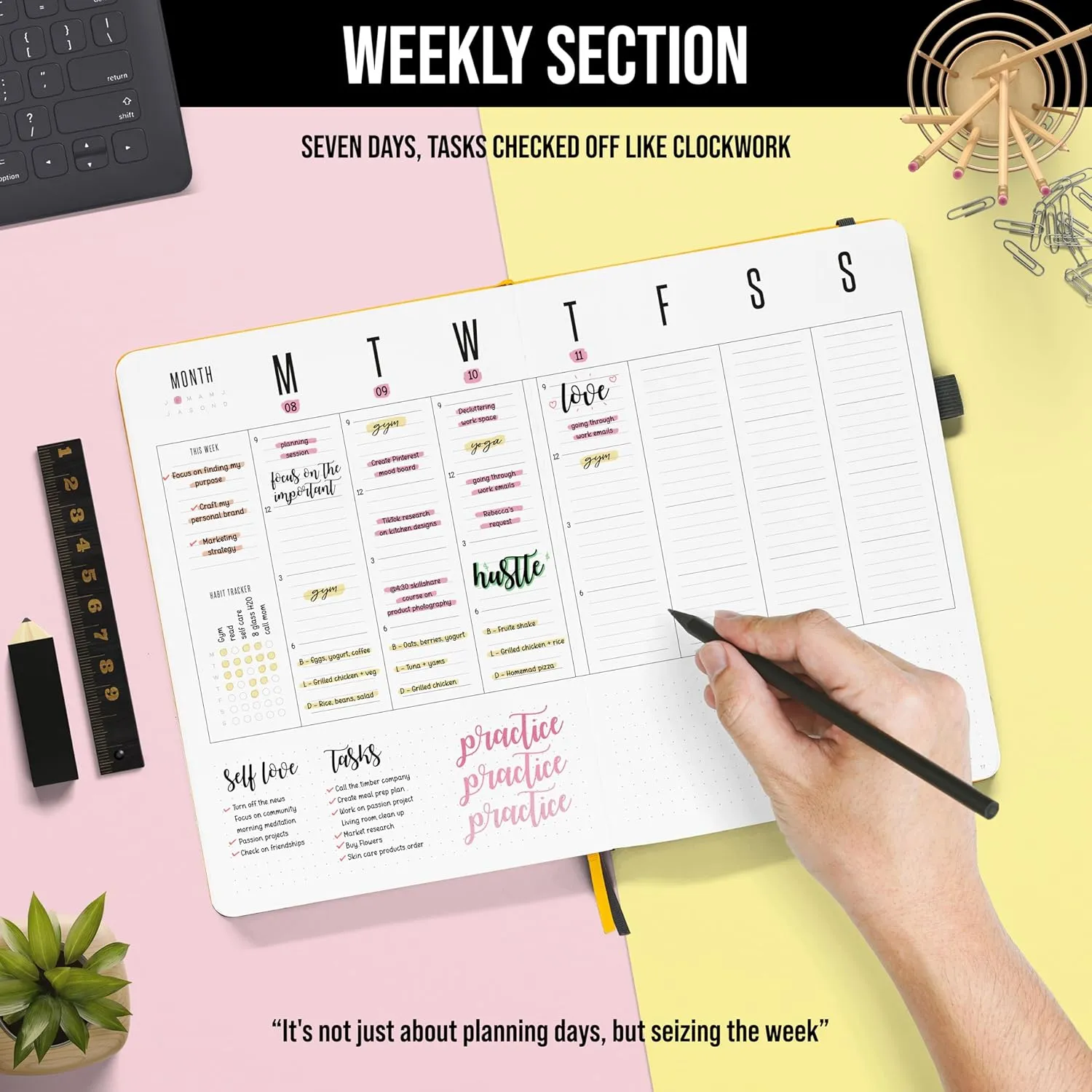 Daily Planner 2025 (Undated) | A5 Dotcross | Your All in One Day Organizer, At A Glance Weekly Agenda, Yearly Calendar Book | Planners for Personal, Professional, Academic & Work Goals and Schedule