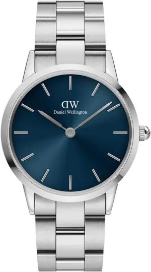 Daniel Wellington Iconic Link Unisex Watch - 36mm Case, Japanese Quartz Movement, Stainless Steel Strap, Water Resistant, Silver Watch for Women and Men - Arctic