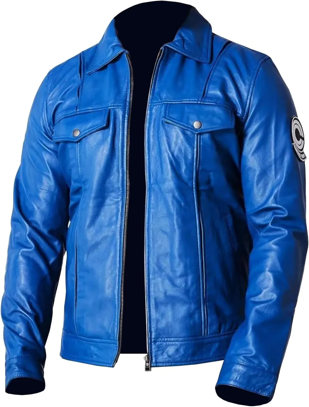 DBZ Future Trunks Capsule Corp Blue Costume Cosplay Leather Jacket