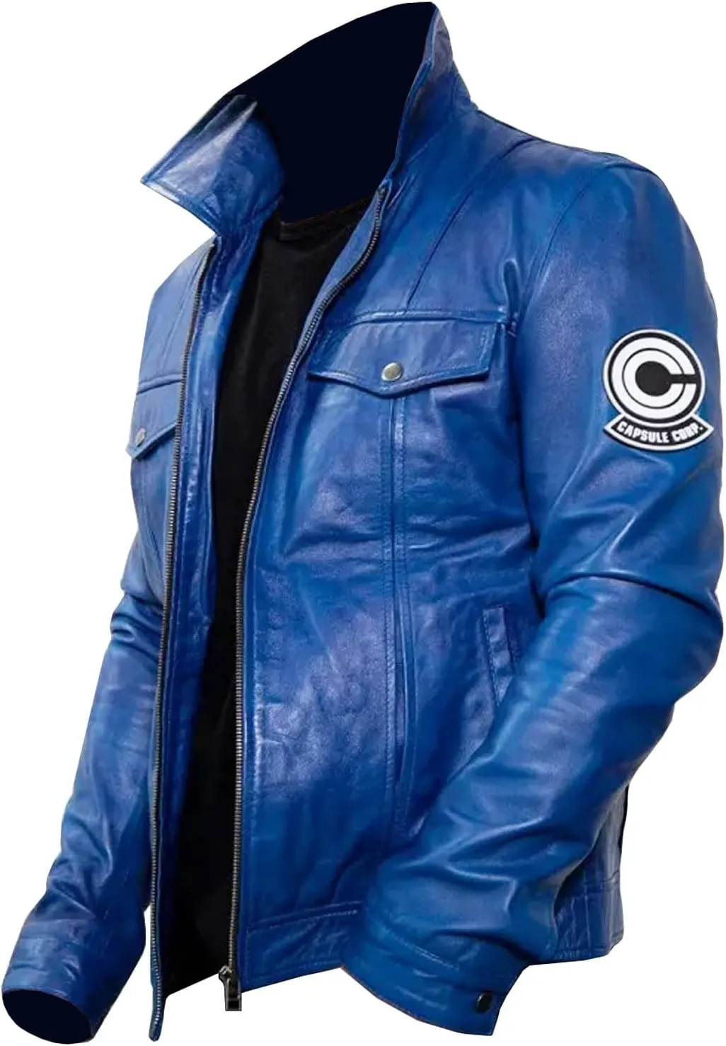 DBZ Future Trunks Capsule Corp Blue Costume Cosplay Leather Jacket
