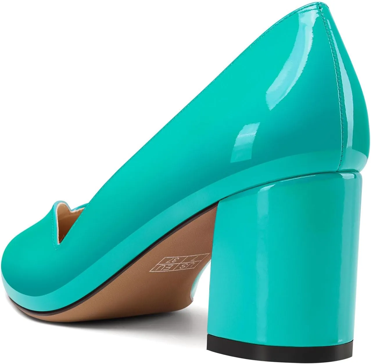 DearOnly Womens Close Pointed Toe Mid Block Heel Sexy Slip-on Pumps Dress Prom Office Patent Leather Shoes 2.4 Inches Heels
