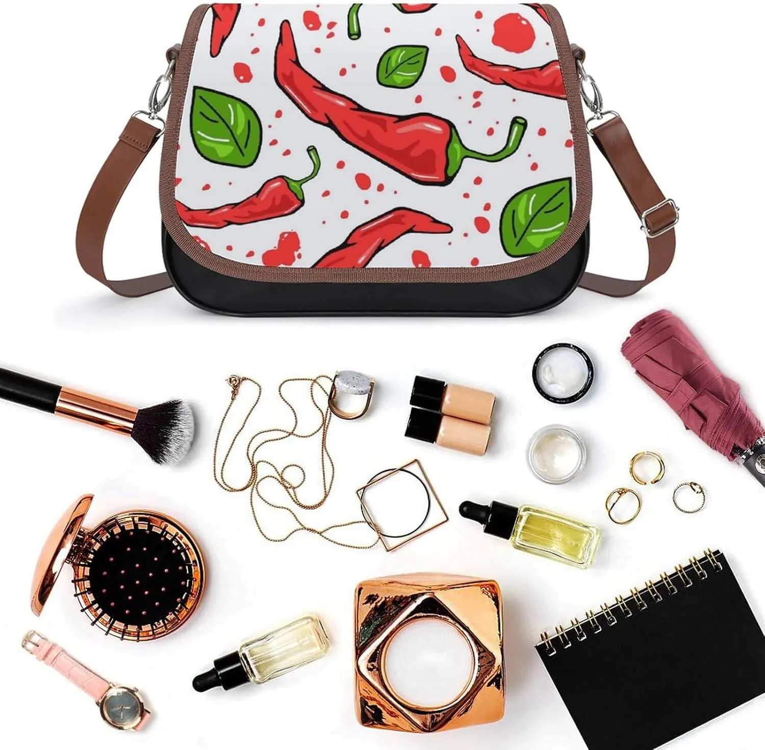 Decorative Beige Stone Leather Shoulder Bag with Detachable Shoulder Strap Versatile for Daily Use
