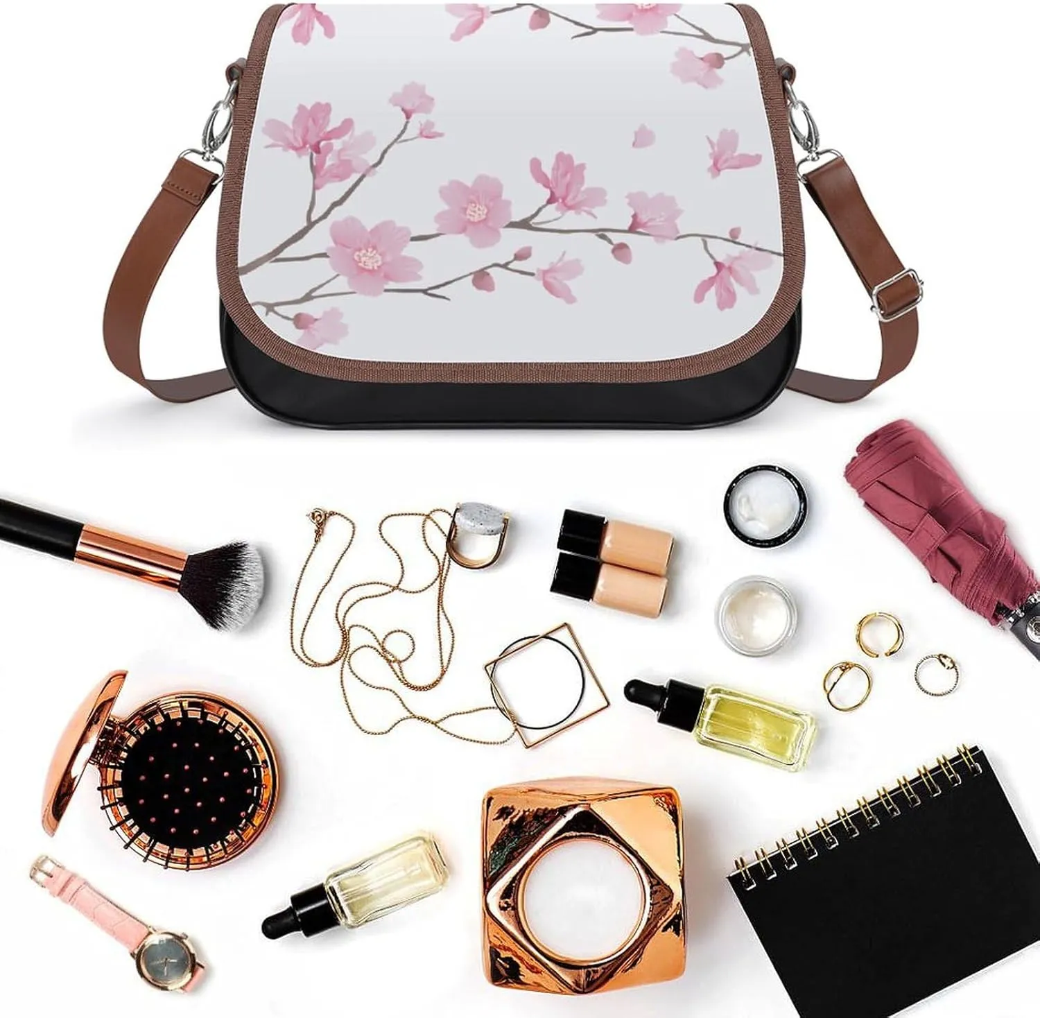 Decorative Beige Stone Leather Shoulder Bag with Detachable Shoulder Strap Versatile for Daily Use