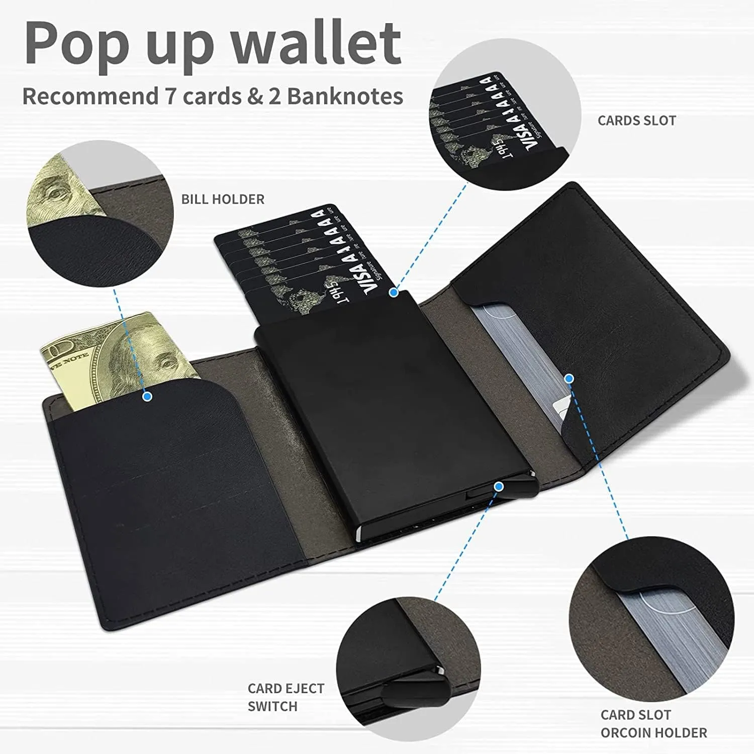 DEGDFSGR Credit Card Holder Aluminum Auto Pop Up Wallet Case,Leather Card Case Front Pocket Trifold Wallet with RFID Blocking Banknote Slot Thin Wallets for Women Men Girl, Blue Sea Turtle