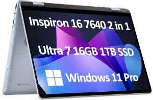 Dell Inspiron 16 7640 2-in-1 Laptop (16" FHD  Touchscreen, Intel Ultra 7 155H (> i7-13700H), 16GB LPDDR5X RAM, 1TB SSD), AI PC for Creator, Designer, 15-Hr Long Battery Life, Fingerprint, Win 11 Pro