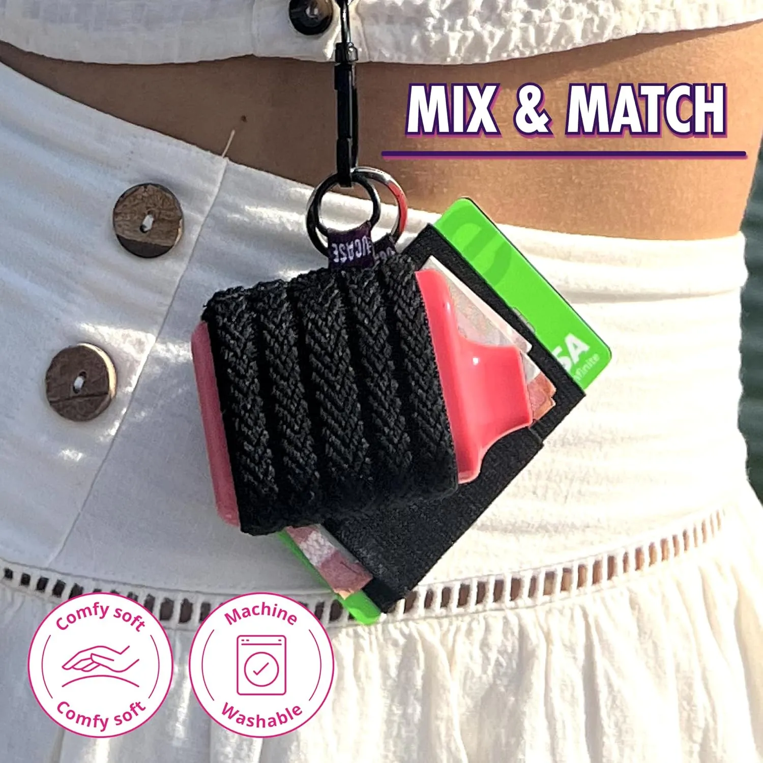 Device Holder with Lanyard, Comfortable Design for E Device, 3 Device Case Sizes for Perfect Fit, Strong Lanyard, High-Strength Elastic Holder (Line Pattern, White Large)