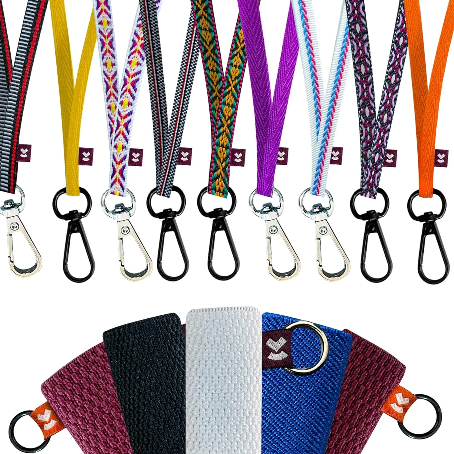 Device Holder with Lanyard, Comfortable Design for E Device, 3 Device Case Sizes for Perfect Fit, Strong Lanyard, High-Strength Elastic Holder (Line Pattern, White Large)