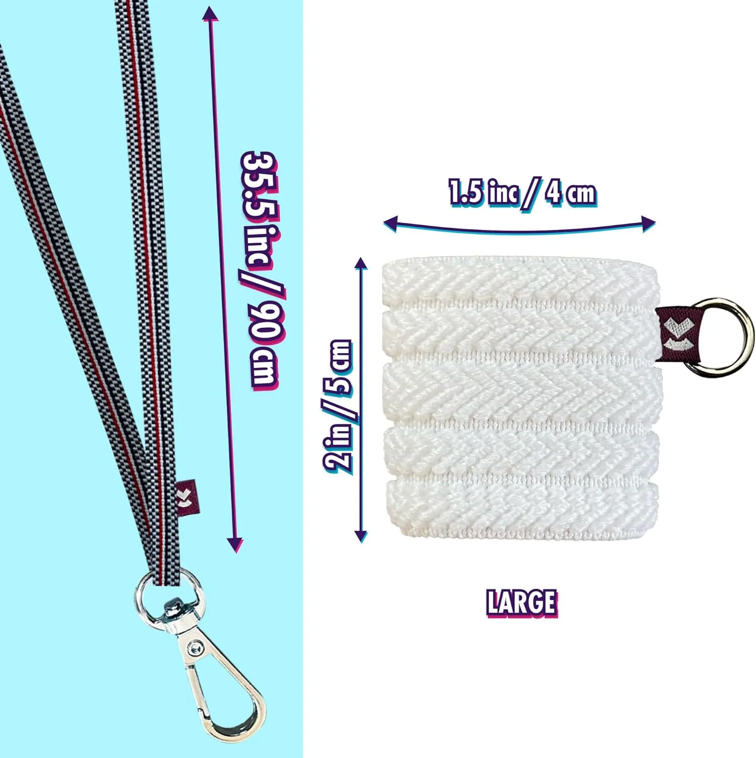 Device Holder with Lanyard, Comfortable Design for E Device, 3 Device Case Sizes for Perfect Fit, Strong Lanyard, High-Strength Elastic Holder (Line Pattern, White Large)