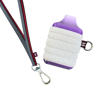 Device Holder with Lanyard, Comfortable Design for E Device, 3 Device Case Sizes for Perfect Fit, Strong Lanyard, High-Strength Elastic Holder (Line Pattern, White Large)