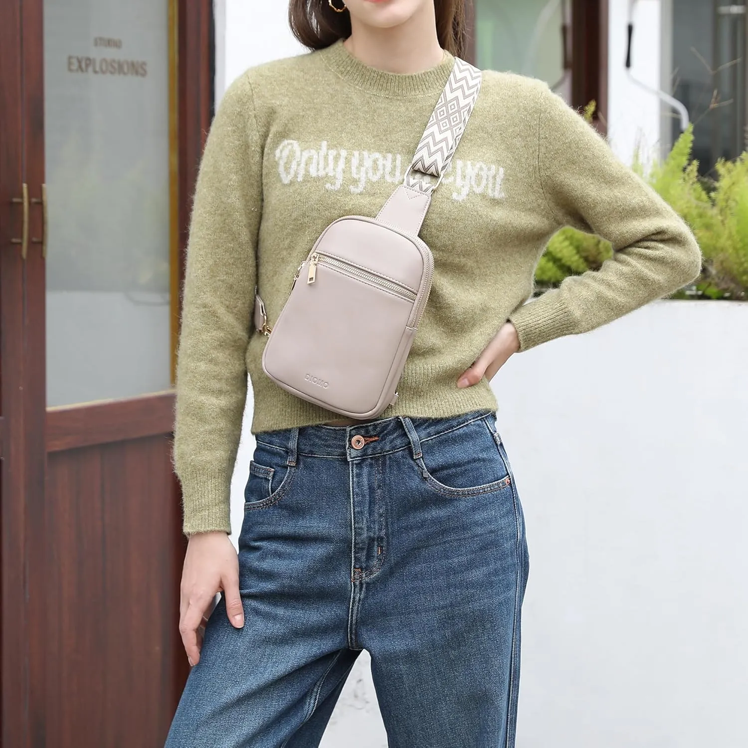 DIOMO Anti Theft Small Sling Bag for Women Cross Body Bag Trendy, RFID Fanny Packs Vegan Leather for Women Travel Belt Purse