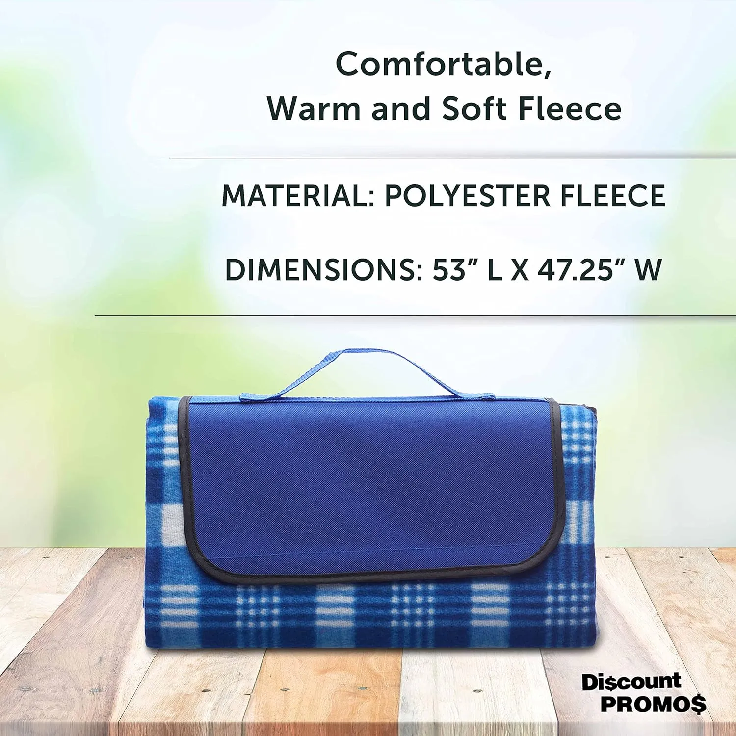 DISCOUNT PROMOS Creekside Roll Up Picnic Blankets Set of 6, Bulk Pack - Great Outdoor Blanket for Camping, Picnic, Beach, Other Outdoor Activities - Blue