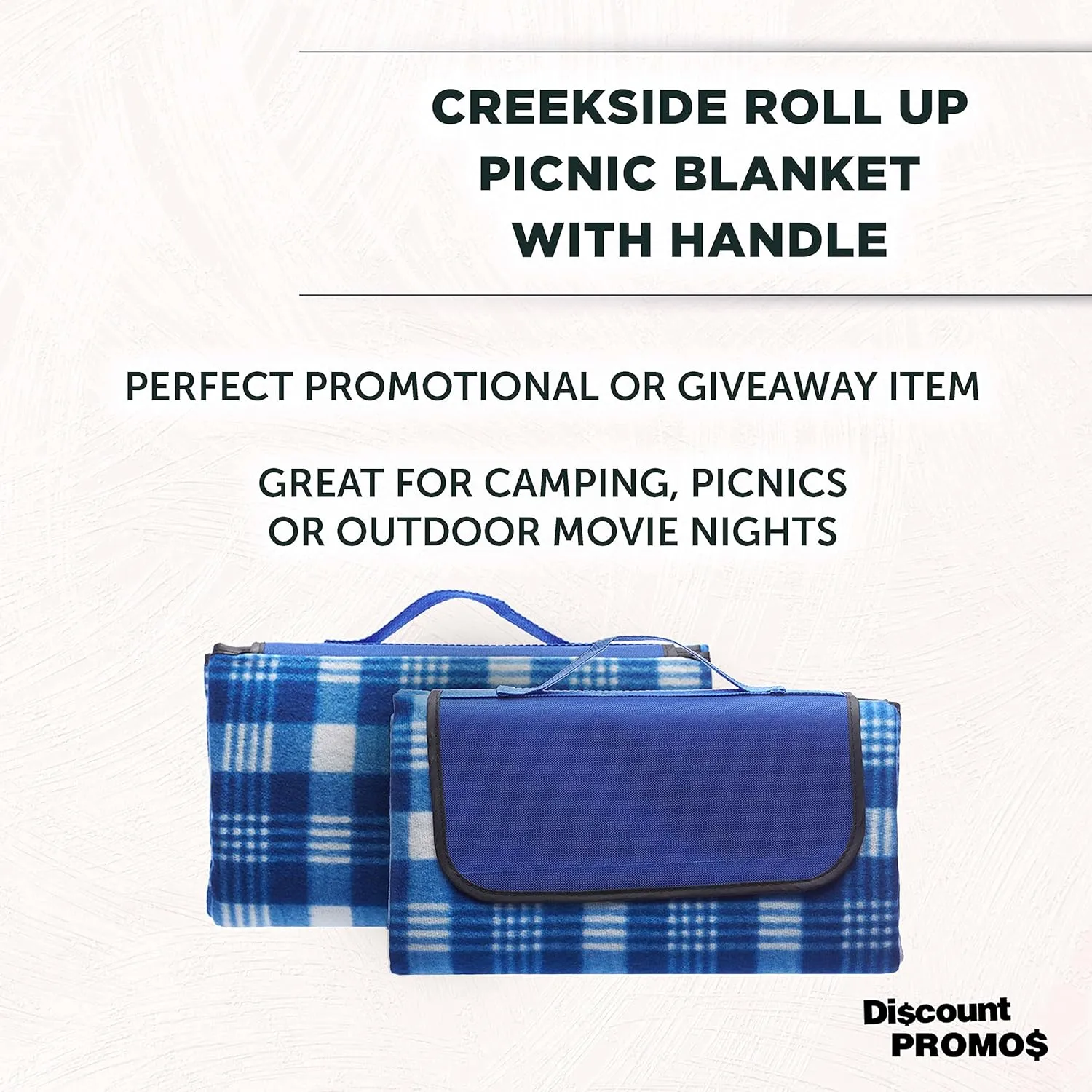 DISCOUNT PROMOS Creekside Roll Up Picnic Blankets Set of 6, Bulk Pack - Great Outdoor Blanket for Camping, Picnic, Beach, Other Outdoor Activities - Blue