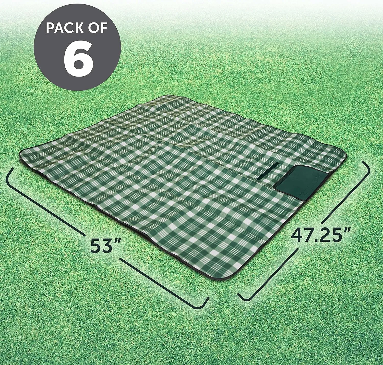 DISCOUNT PROMOS Creekside Roll Up Picnic Blankets Set of 6, Bulk Pack - Great Outdoor Blanket for Camping, Picnic, Beach, Other Outdoor Activities - Green