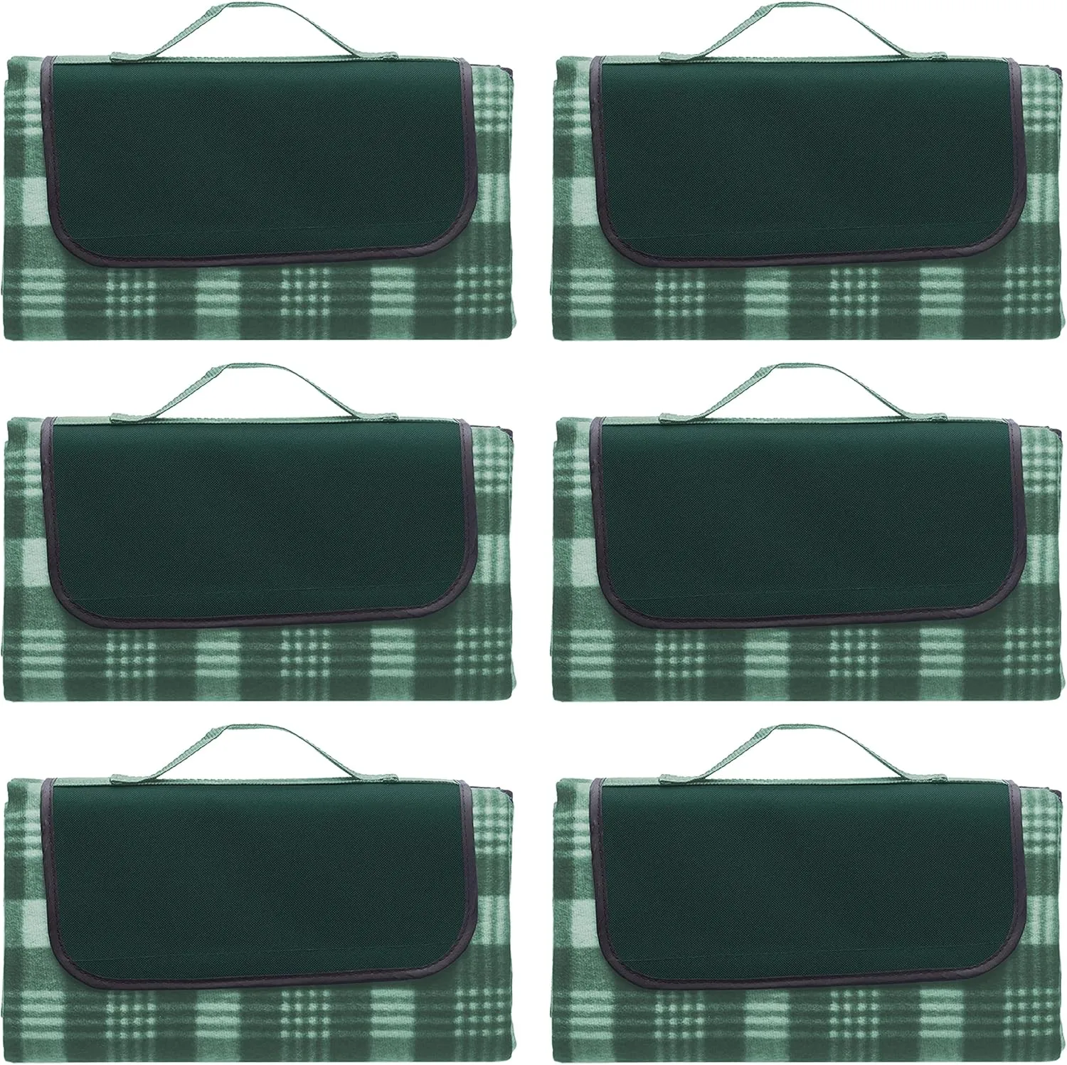 DISCOUNT PROMOS Creekside Roll Up Picnic Blankets Set of 6, Bulk Pack - Great Outdoor Blanket for Camping, Picnic, Beach, Other Outdoor Activities - Green