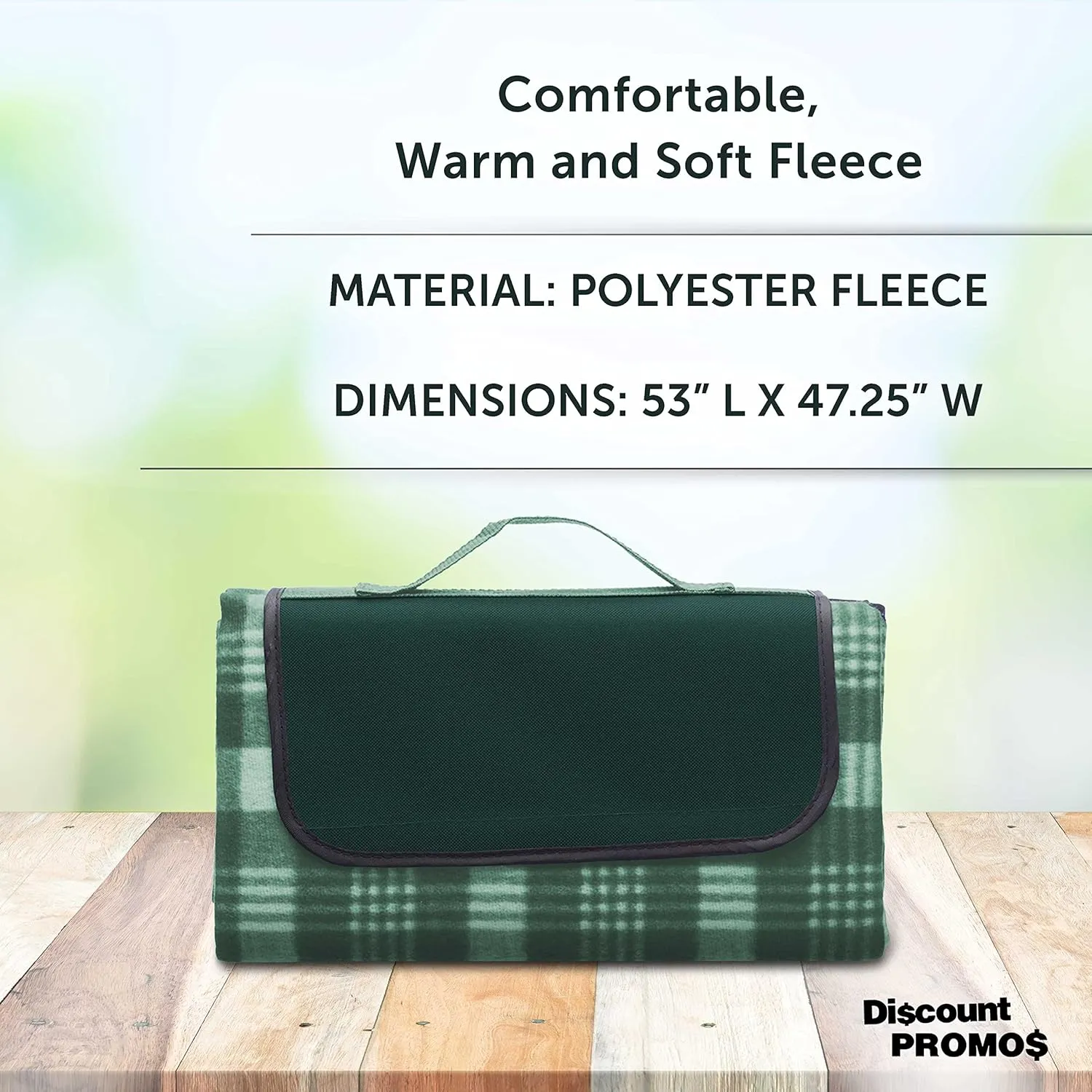 DISCOUNT PROMOS Creekside Roll Up Picnic Blankets Set of 6, Bulk Pack - Great Outdoor Blanket for Camping, Picnic, Beach, Other Outdoor Activities - Green