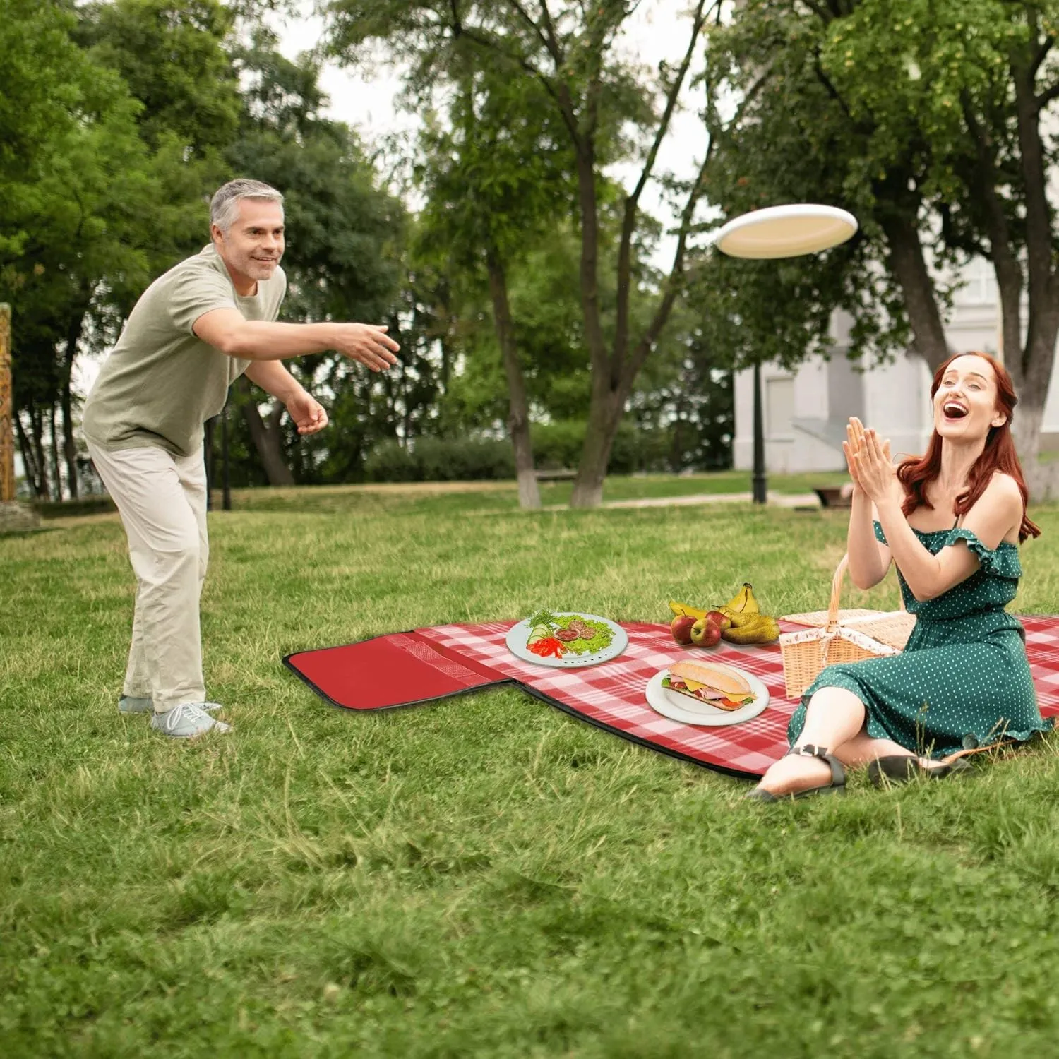 DISCOUNT PROMOS Creekside Roll Up Picnic Blankets Set of 6, Bulk Pack - Great Outdoor Blanket for Camping, Picnic, Beach, Other Outdoor Activities - Red