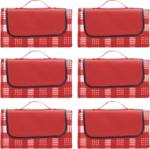 DISCOUNT PROMOS Creekside Roll Up Picnic Blankets Set of 6, Bulk Pack - Great Outdoor Blanket for Camping, Picnic, Beach, Other Outdoor Activities - Red