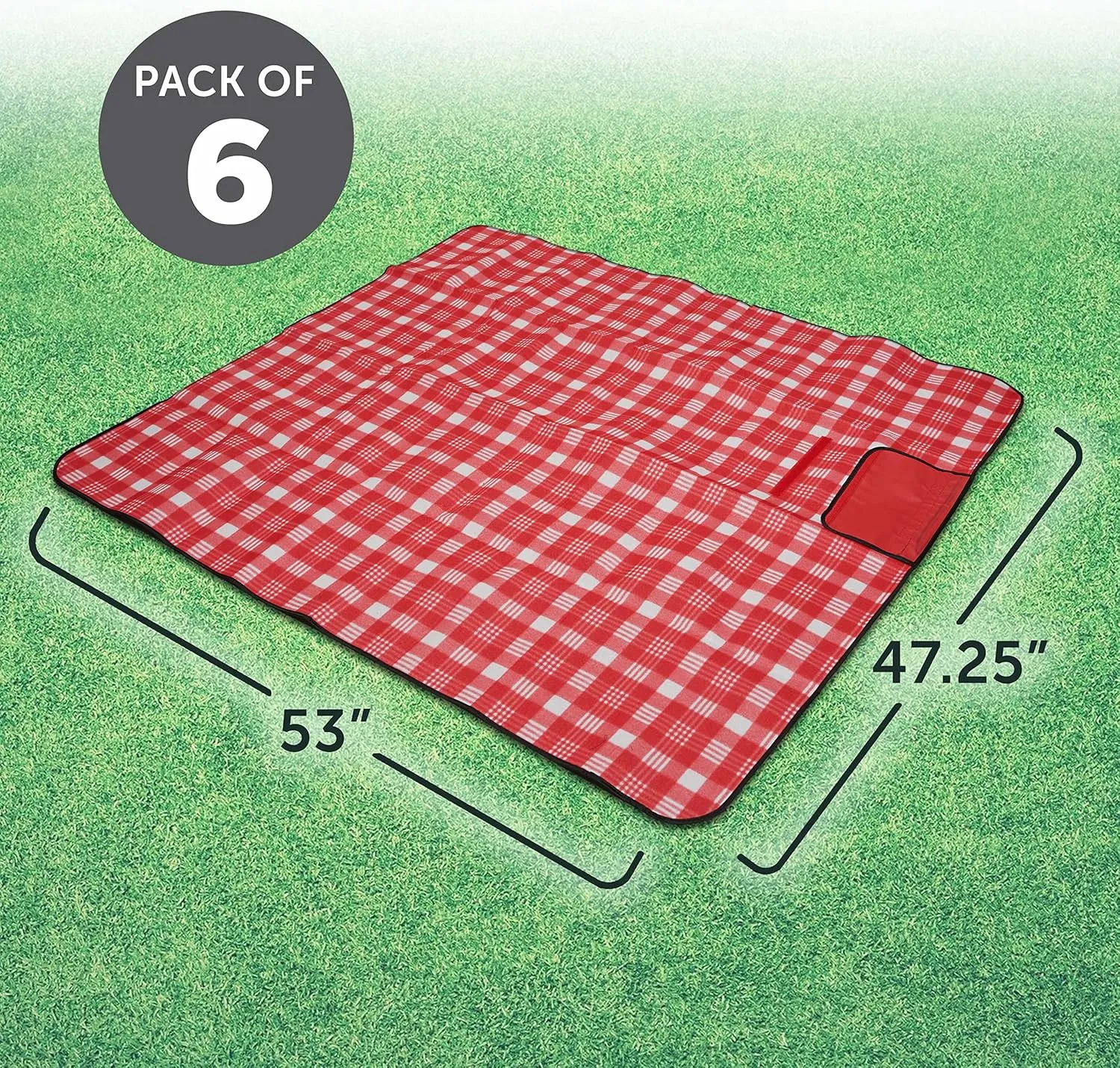 DISCOUNT PROMOS Creekside Roll Up Picnic Blankets Set of 6, Bulk Pack - Great Outdoor Blanket for Camping, Picnic, Beach, Other Outdoor Activities - Red