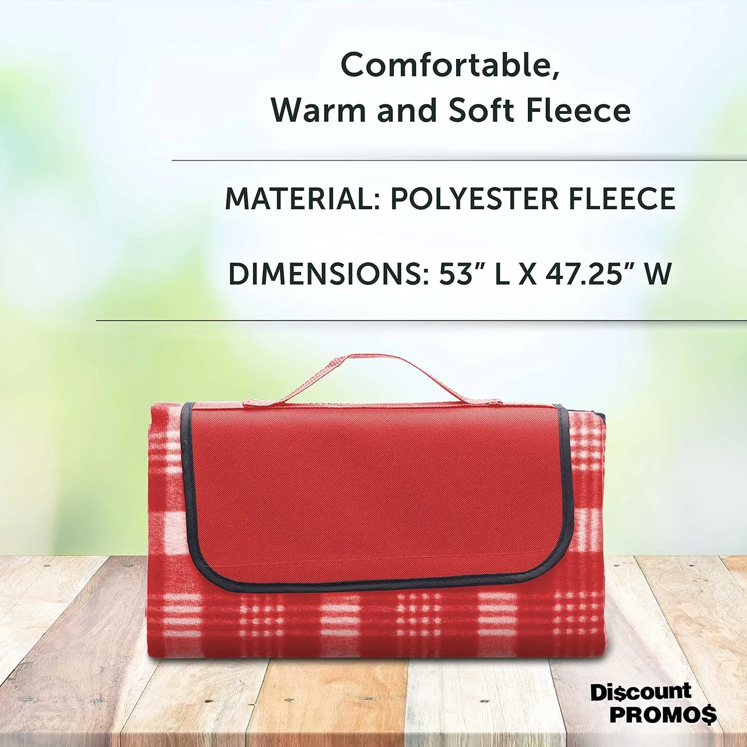 DISCOUNT PROMOS Creekside Roll Up Picnic Blankets Set of 6, Bulk Pack - Great Outdoor Blanket for Camping, Picnic, Beach, Other Outdoor Activities - Red