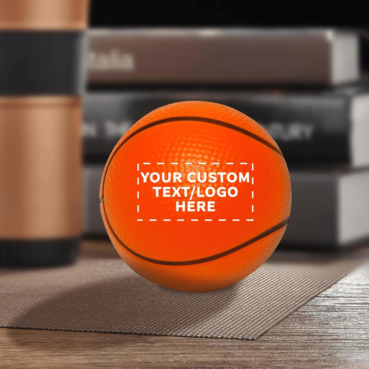 DISCOUNT PROMOS Custom Basketball Shaped Squeeze Balls Set of 10, Personalized Bulk Pack - Perfect for Promotional Giveaways - Orange