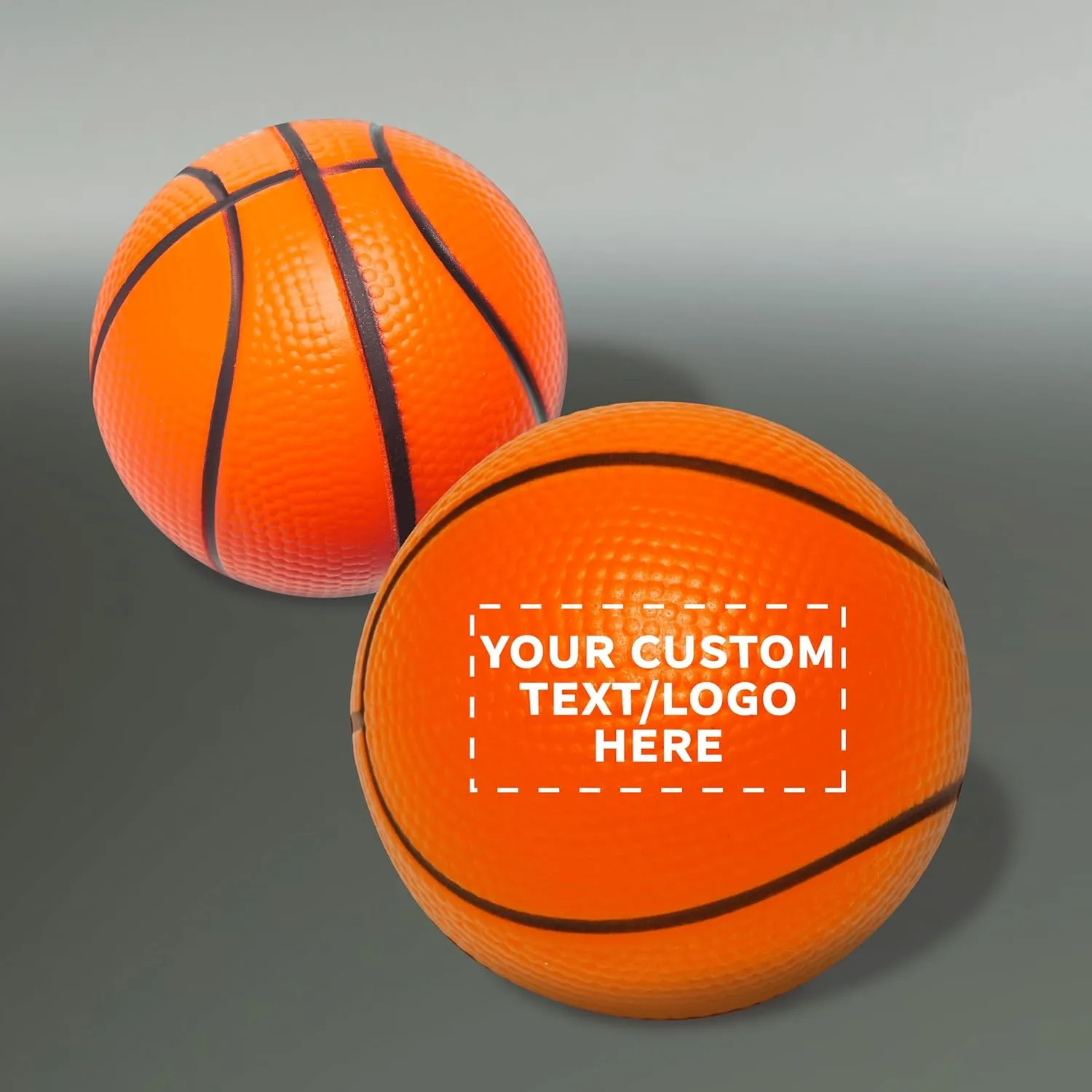 DISCOUNT PROMOS Custom Basketball Shaped Squeeze Balls Set of 10, Personalized Bulk Pack - Perfect for Promotional Giveaways - Orange