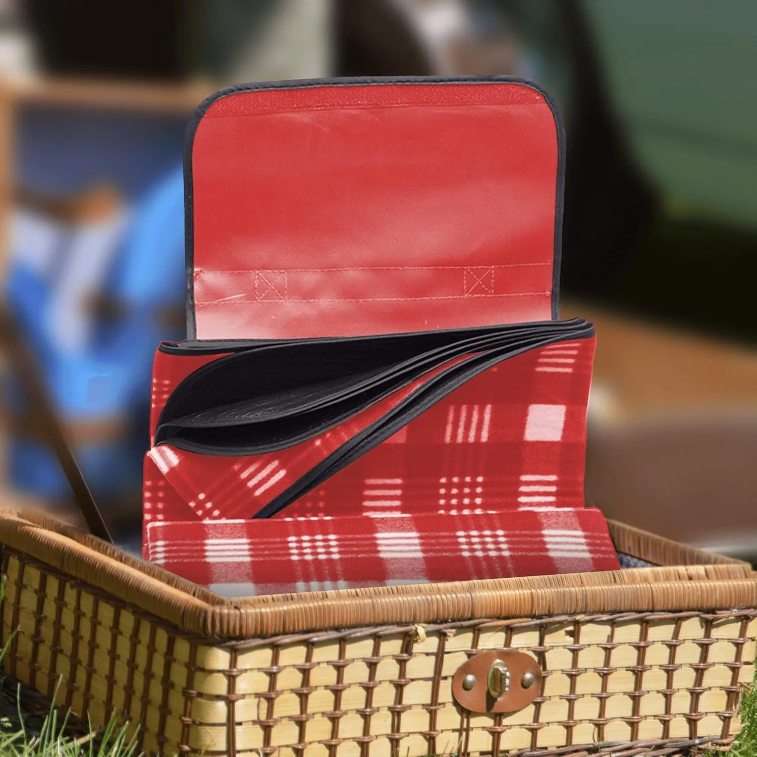 DISCOUNT PROMOS Custom Creekside Roll Up Picnic Blankets Set of 12, Personalized Bulk Pack - Great Outdoor Blanket for Camping, Picnic, Beach, Other Outdoor Activities - Red