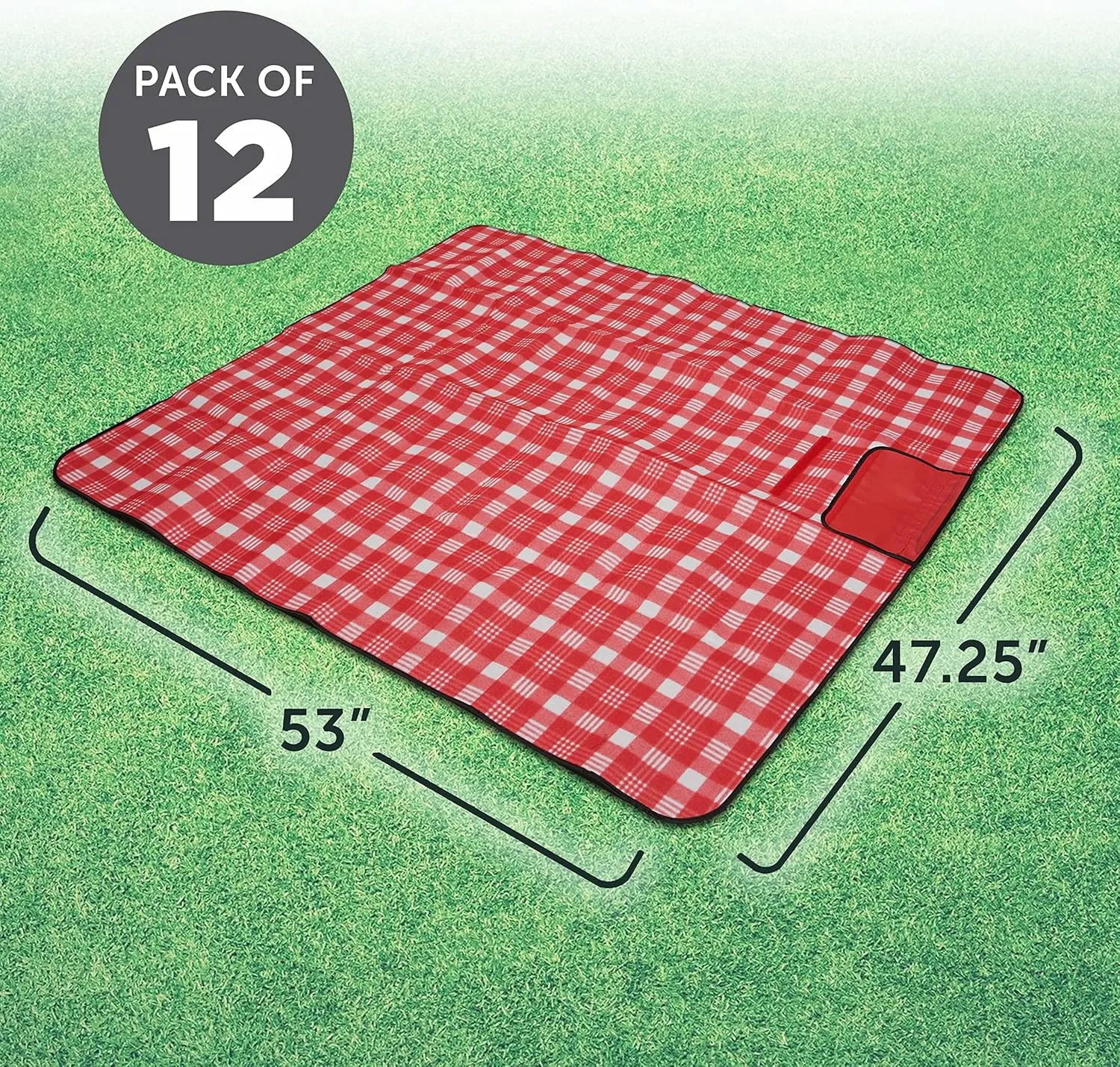 DISCOUNT PROMOS Custom Creekside Roll Up Picnic Blankets Set of 12, Personalized Bulk Pack - Great Outdoor Blanket for Camping, Picnic, Beach, Other Outdoor Activities - Red