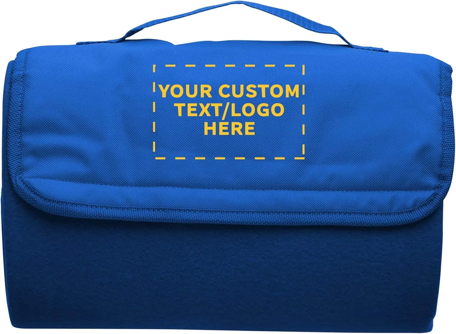 DISCOUNT PROMOS Custom Roll Up Picnic Blankets Set of 10, Personalized Bulk Pack - Great Outdoor Blanket for Camping, Picnic, Beach, Sports, Outdoor Activities - Blue