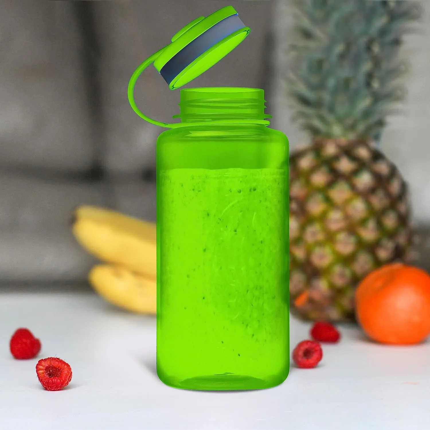 DISCOUNT PROMOS Plastic Sports Water Bottles with Flip Lid 38 oz. Set of 10, Bulk Pack - Great for Gym, Hiking, Cycling, Camping, Backpacking, School - Lime Green