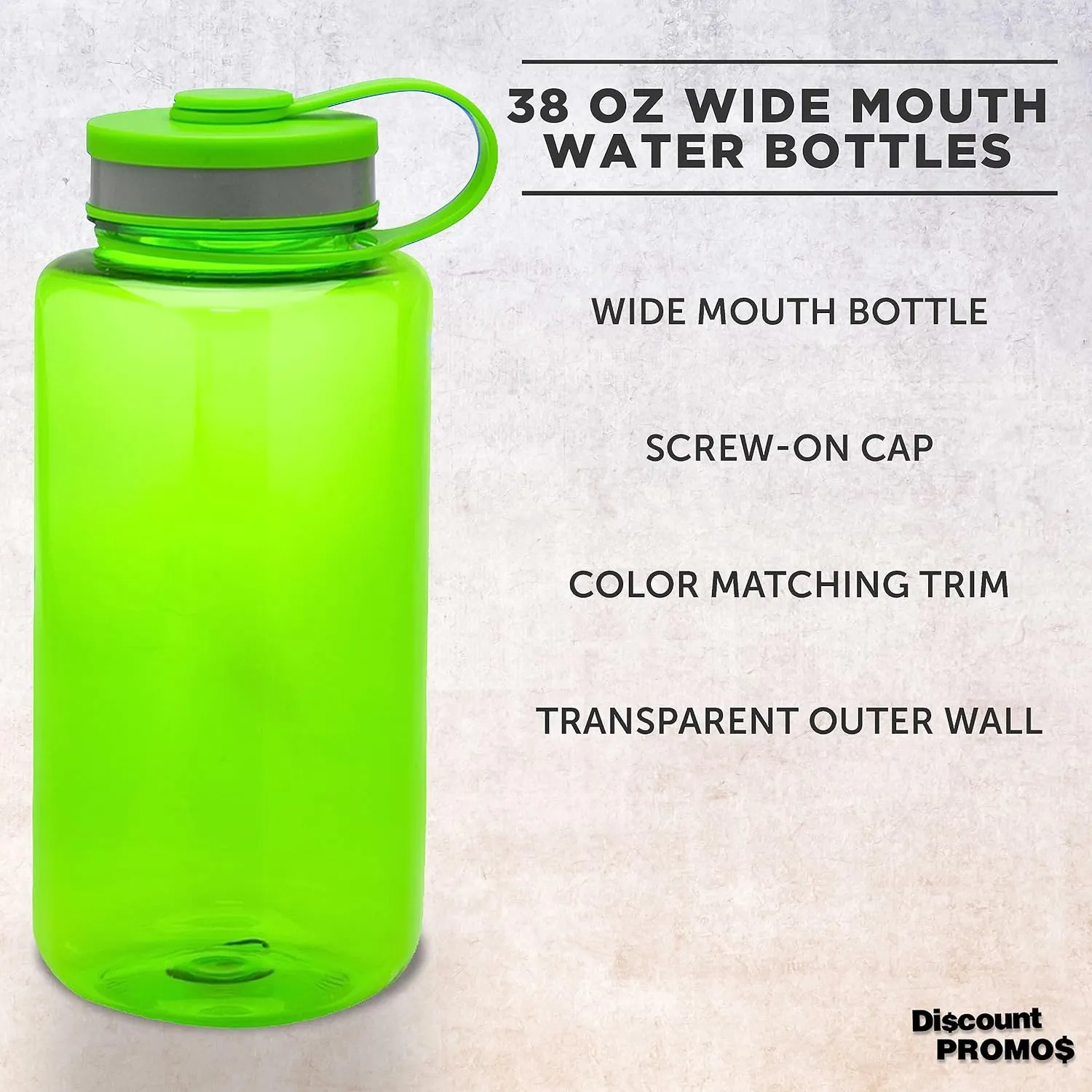 DISCOUNT PROMOS Plastic Sports Water Bottles with Flip Lid 38 oz. Set of 10, Bulk Pack - Great for Gym, Hiking, Cycling, Camping, Backpacking, School - Lime Green