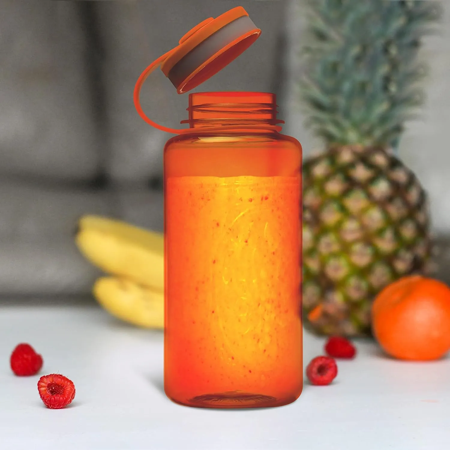 DISCOUNT PROMOS Plastic Sports Water Bottles with Flip Lid 38 oz. Set of 10, Bulk Pack - Great for Gym, Hiking, Cycling, Camping, Backpacking, School - Orange