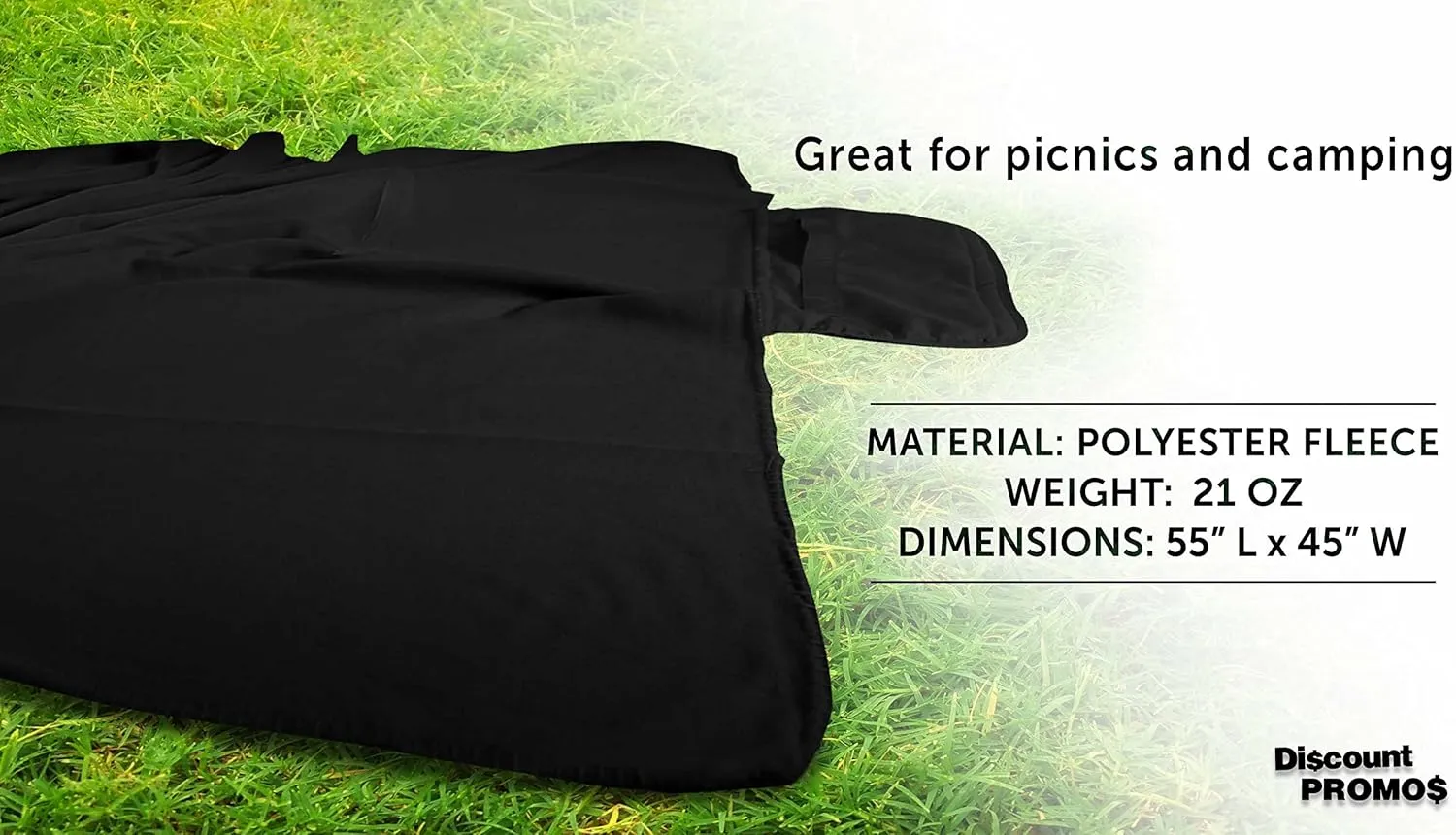 DISCOUNT PROMOS Roll Up Picnic Blankets Set of 10, Bulk Pack - Great Outdoor Blanket for Camping, Picnic, Beach, Sports, Outdoor Activities - Black