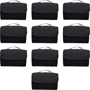 DISCOUNT PROMOS Roll Up Picnic Blankets Set of 10, Bulk Pack - Great Outdoor Blanket for Camping, Picnic, Beach, Sports, Outdoor Activities - Black